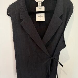 H&M Textured Black Wrap Blouse